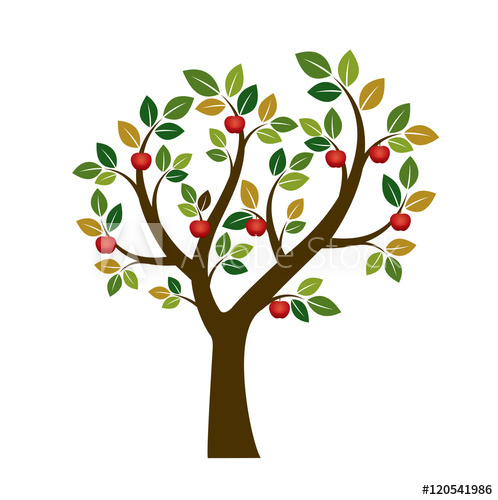 498x500 Color Apple Tree. Vector Illustration. Nature And Garden
