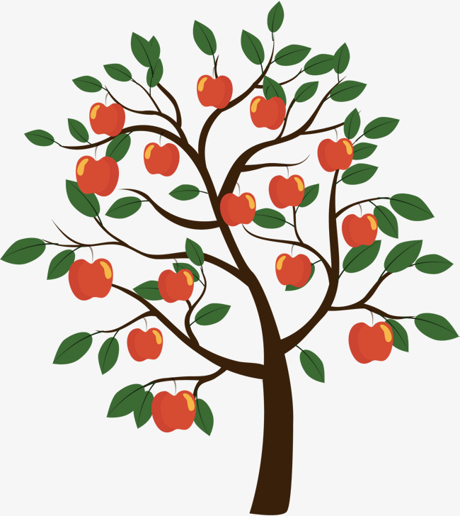 650x728 Vector Apple Tree, Vector Diagram, Green Plants, Cartoon Hand