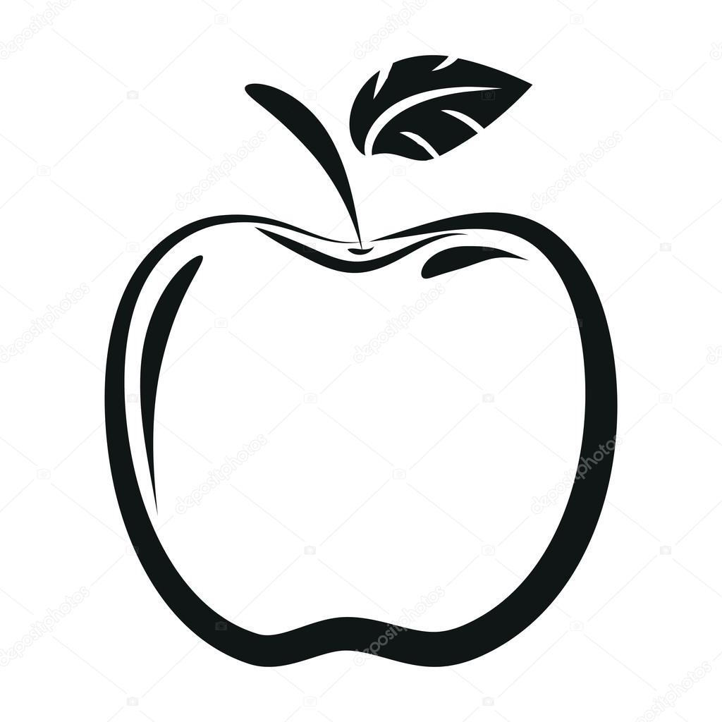 1024x1024 Clipart Apples Contour