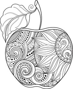 236x288 Fruits Zentangle Stylized, Vector Illustration, Hand Drawn Pencil
