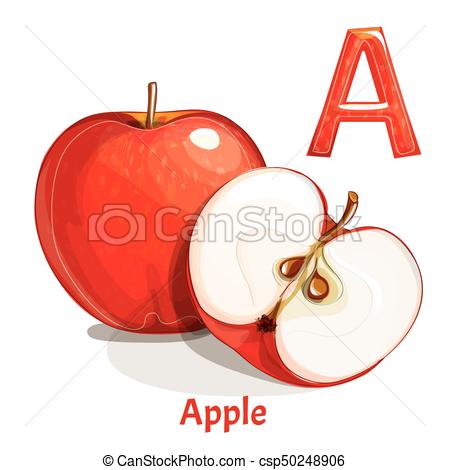 450x470 Vector Alphabet Letter A. Apple. Vector Alphabet Letter A For