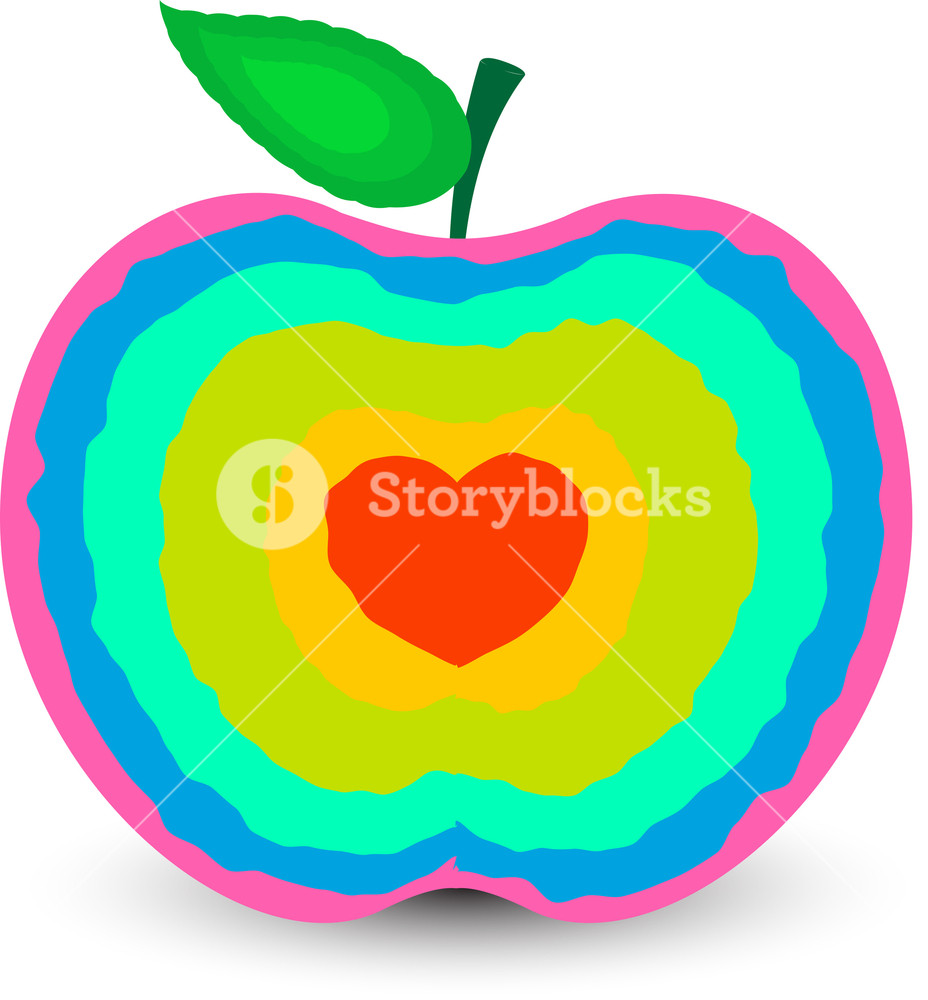 928x1000 Colorful Heart Apple Vector Royalty Free Stock Image