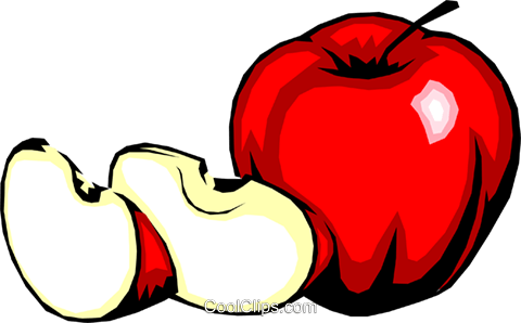 480x298 Apple With Slices Royalty Free Vector Clip Art Illustration