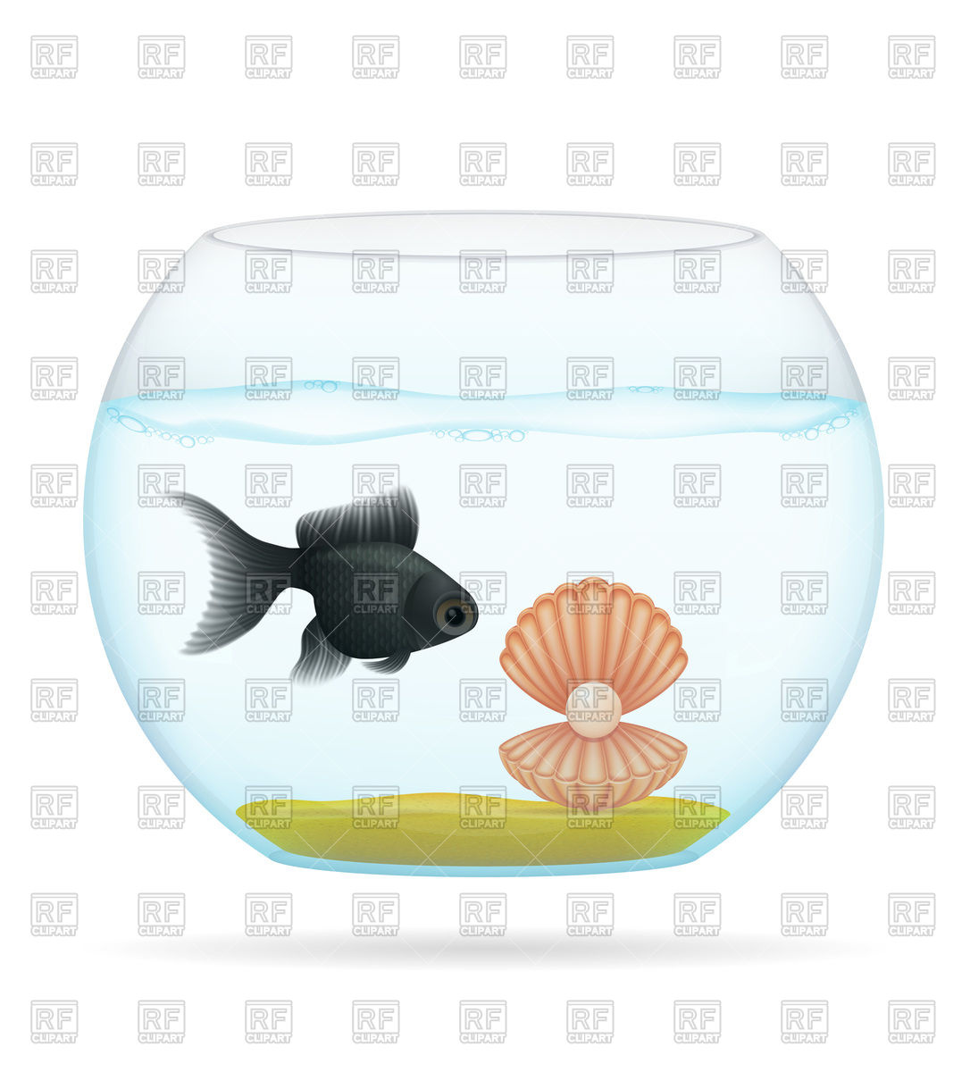 1086x1200 Fish And Shell In A Transparent Aquarium Vector Image Vector