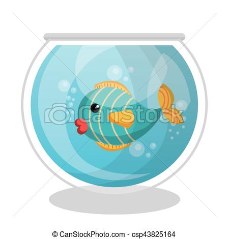450x470 Fish Mascot In Aquarium Vector Illustration Design.