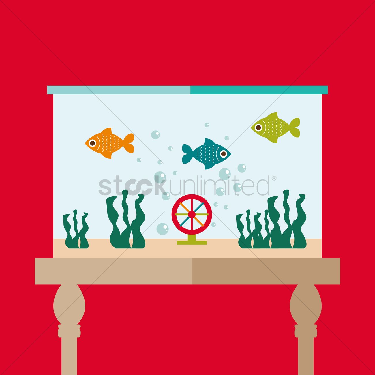 1300x1300 Fishes In Aquarium Vector Image