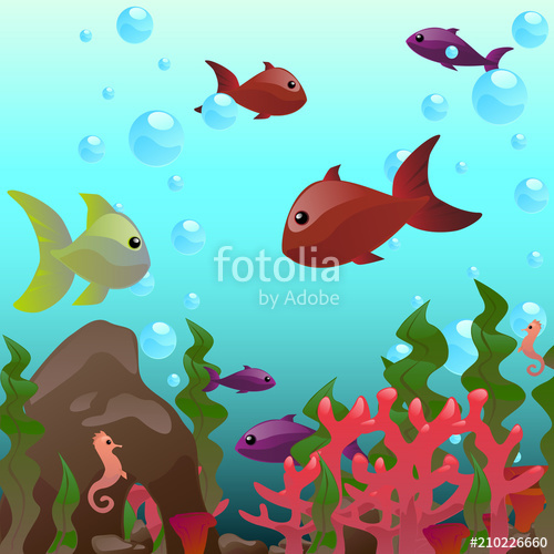500x500 Fishes In Aquarium Vector Illustration Stock Image And Royalty