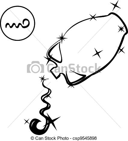 425x470 Aquarius. Lovely Zodiac Signs Formed By Stars On Black Background .