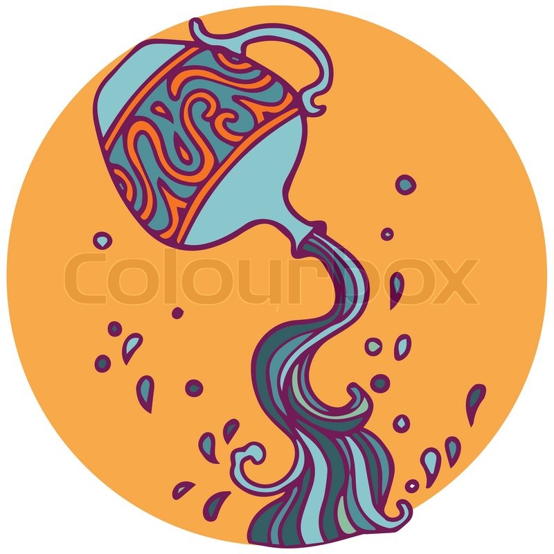 800x800 Zodiac Sign Cartoon Isolated Vector Illustration. Aquarius