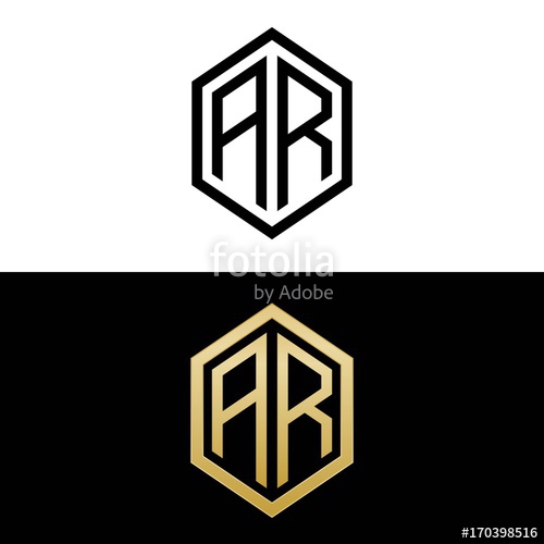 500x500 Initial Letters Logo Ar Black And Gold Monogram Hexagon Shape