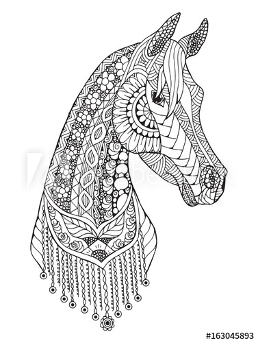 377x500 Arabian Horse Zentangle Stylized, Vector, Illustration, Freehand