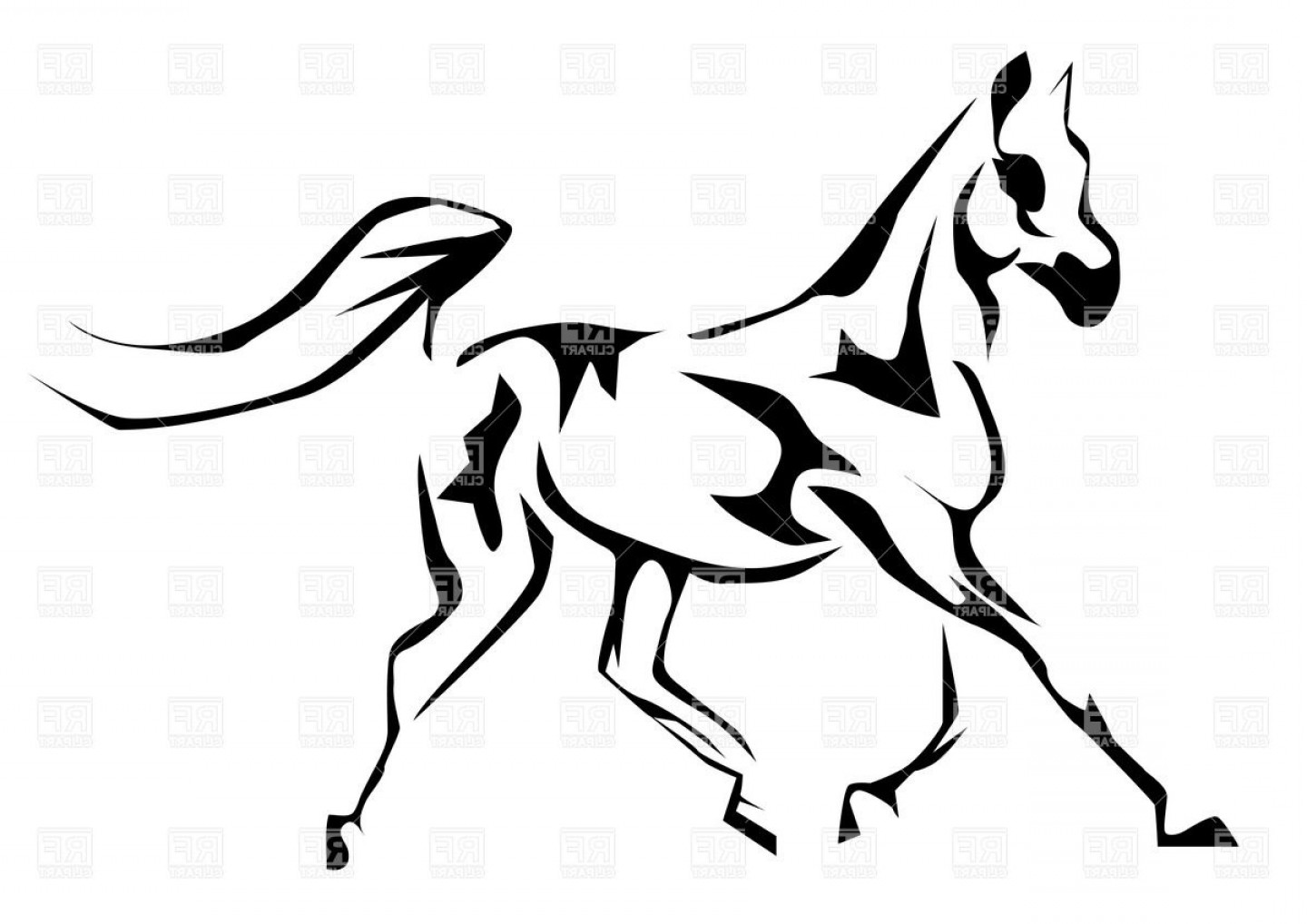 1440x1018 Contour Of Arabian Horse Running Trot Vector Clipart Lazttweet