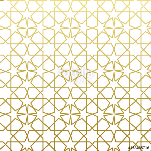 500x500 Arabic Pattern Gold Style. Traditional Arab East Geometric