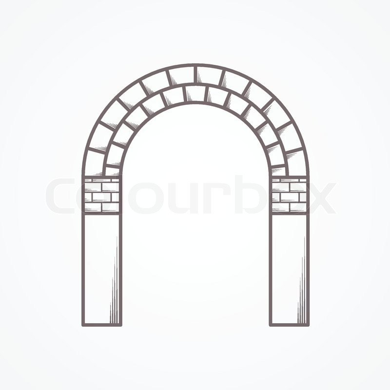 800x800 Flat Line Vintage Design Vector Icon For Brick Arch On White