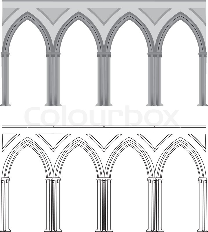 718x800 Gothic Arch And Column Stock Vector Colourbox