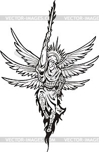196x300 Six Winged Archangel With Flamed Sword