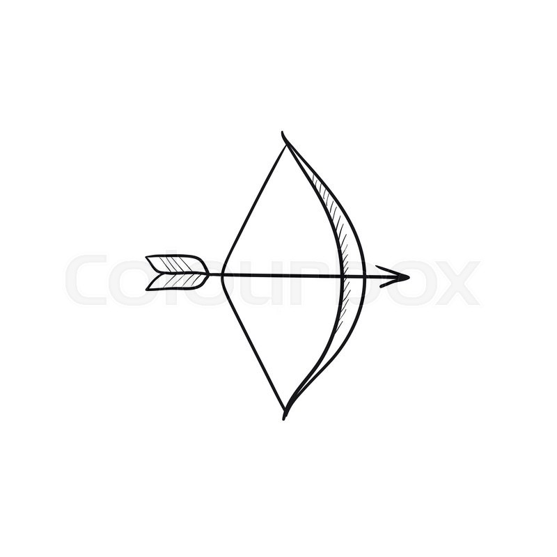800x800 Bow And Arrow Vector Sketch Icon Isolated On Background. Hand
