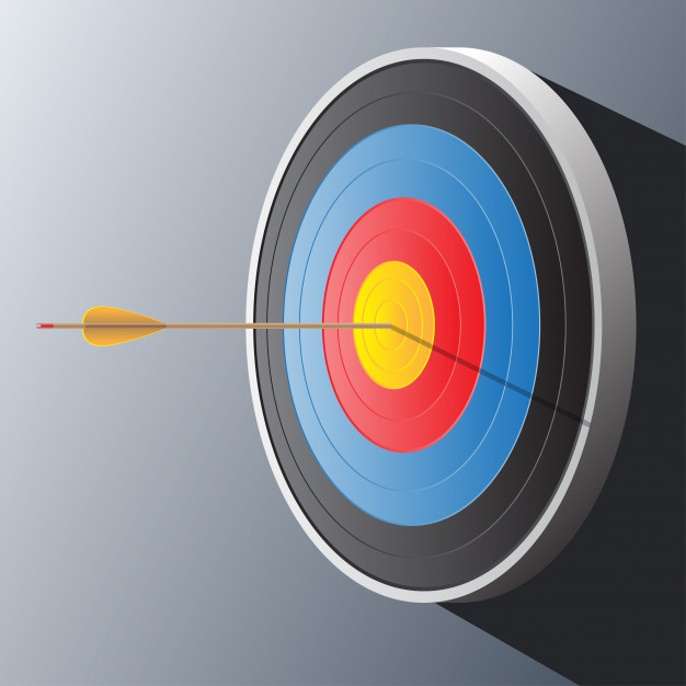626x626 Archery Target And Arrow On Gray Wall. Vector Premium Download