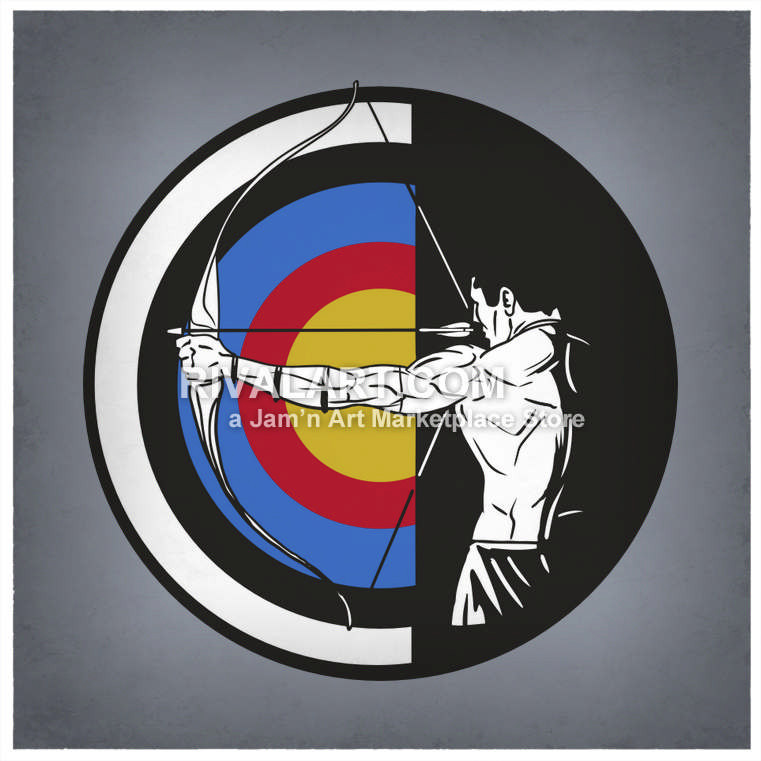 761x761 Archery Graphic Man Shooting Bow Arrow Target Bullseye