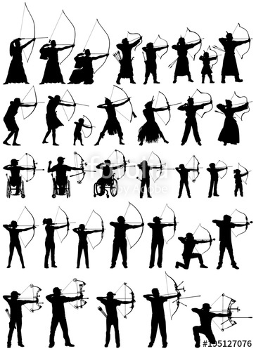 364x500 Modern And Antique Archers Of The World, Archery Vector