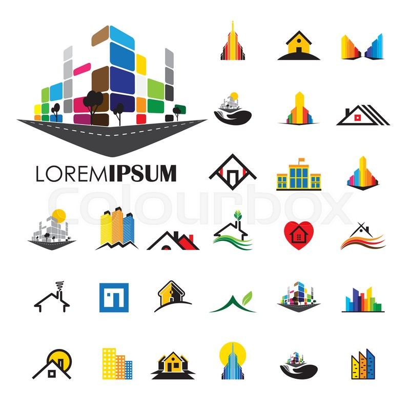 800x800 Home And House Building Architecture Vector Logo Icons. Building