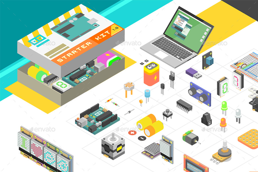 900x599 Isometric Vector Arduino Starter Kit By Philanri Graphicriver