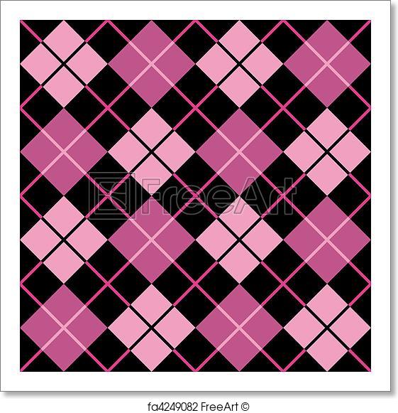561x581 Free Art Print Of Argyle Pattern In Black And Pink. Seamless