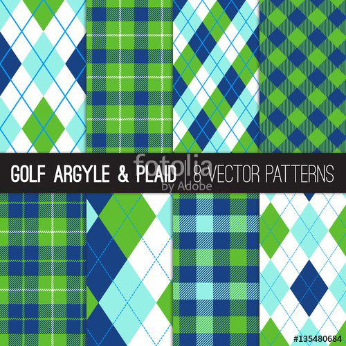 500x500 Golf Style Argyle And Tartan Plaid Patterns In Green, Navy, Blue