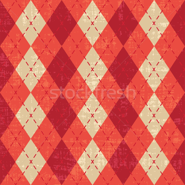 600x600 Scratched Red And Orange Argyle Pattern Inspired Vector Background