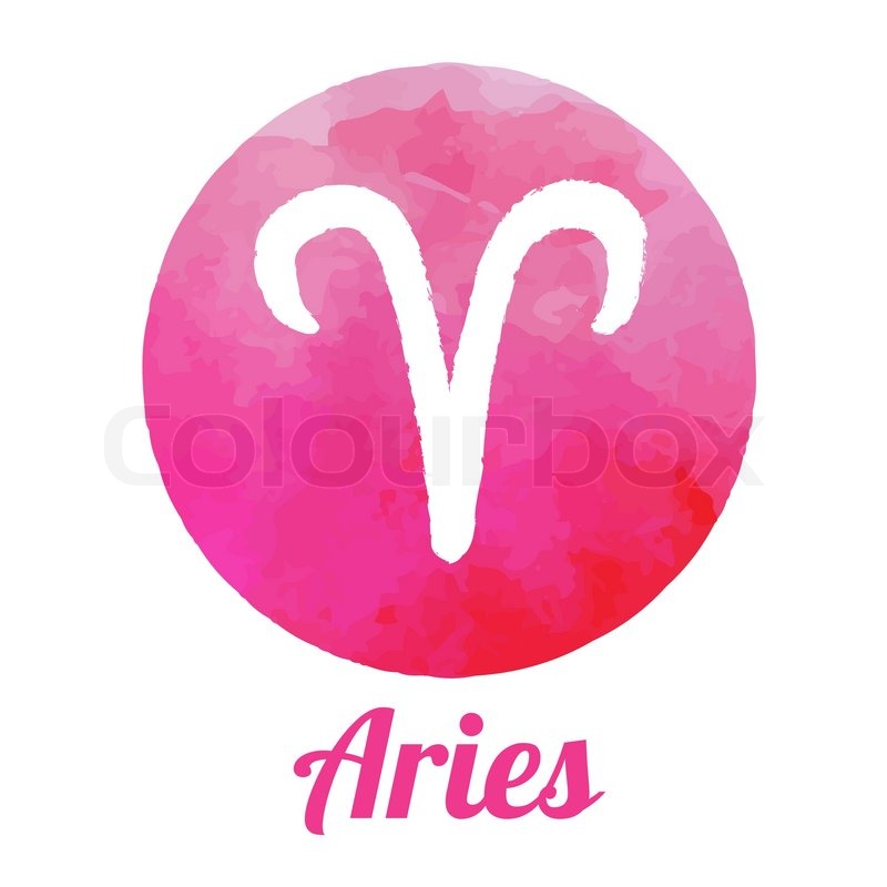 800x800 Watercolor Zodiac Icon Set Aries Vector Sign Stock Vector