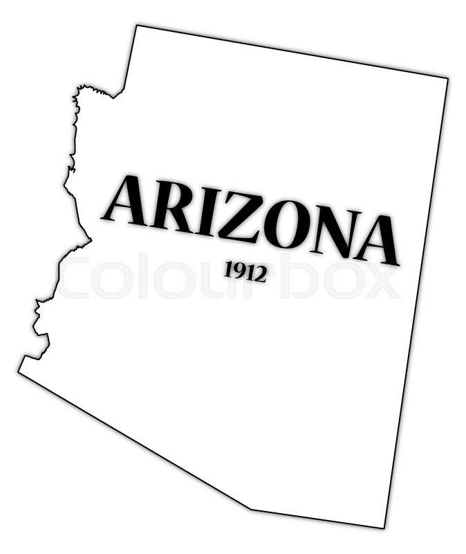 674x800 An Arizona State Outline With The Date Of Statehood Isolated On A
