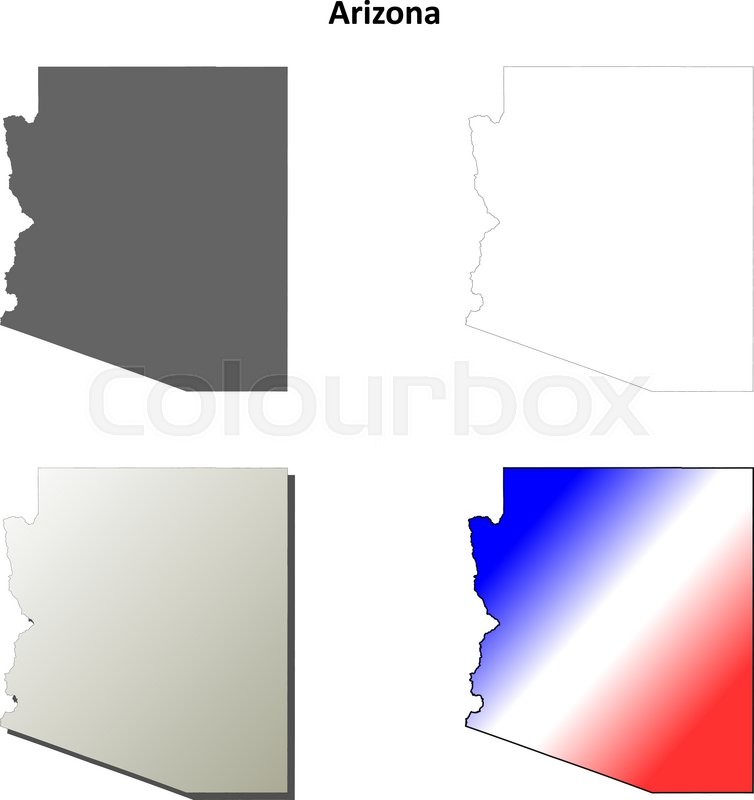 754x800 Arizona State Blank Vector Outline Map Set Stock Vector Colourbox