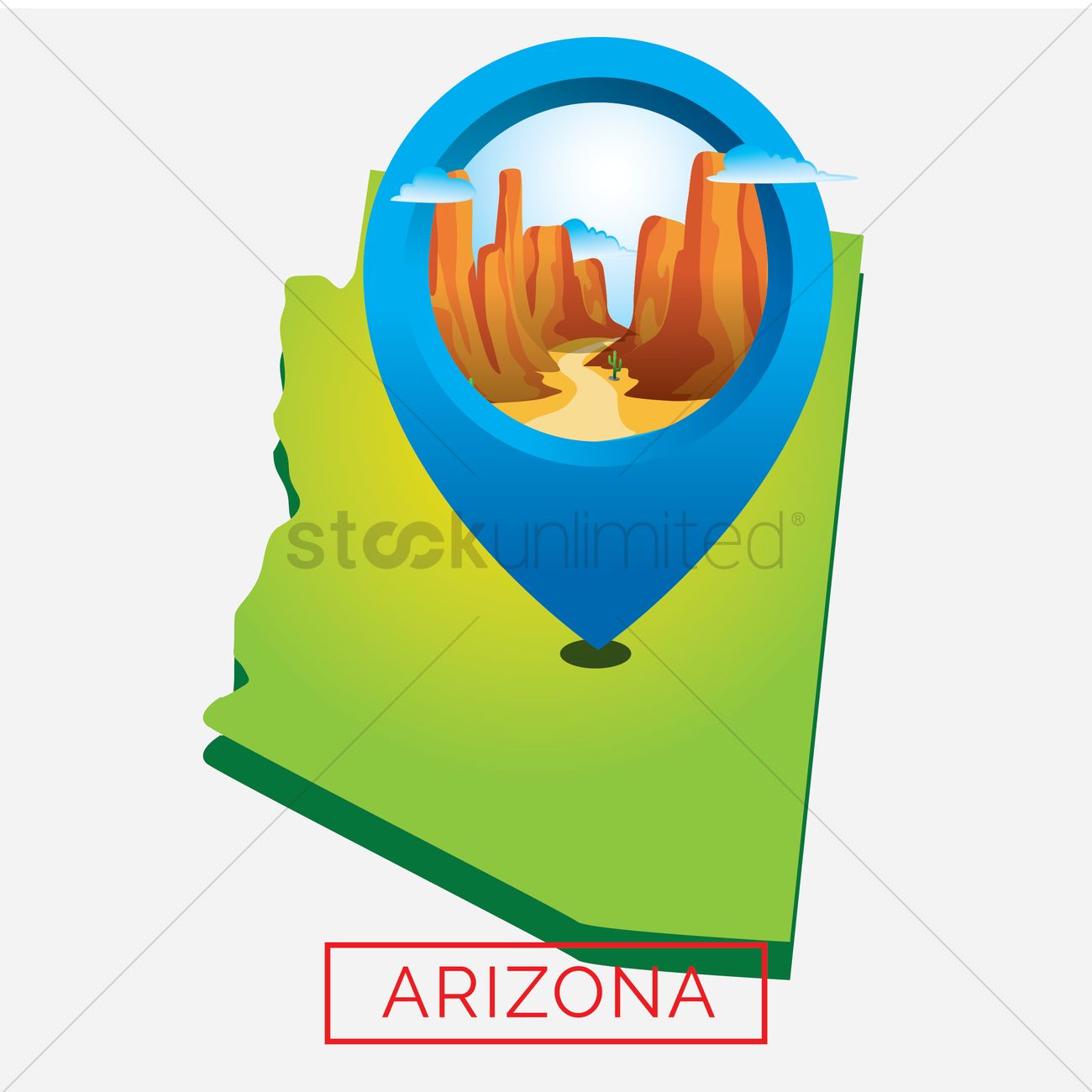1300x1300 Map Of Arizona State Vector Image