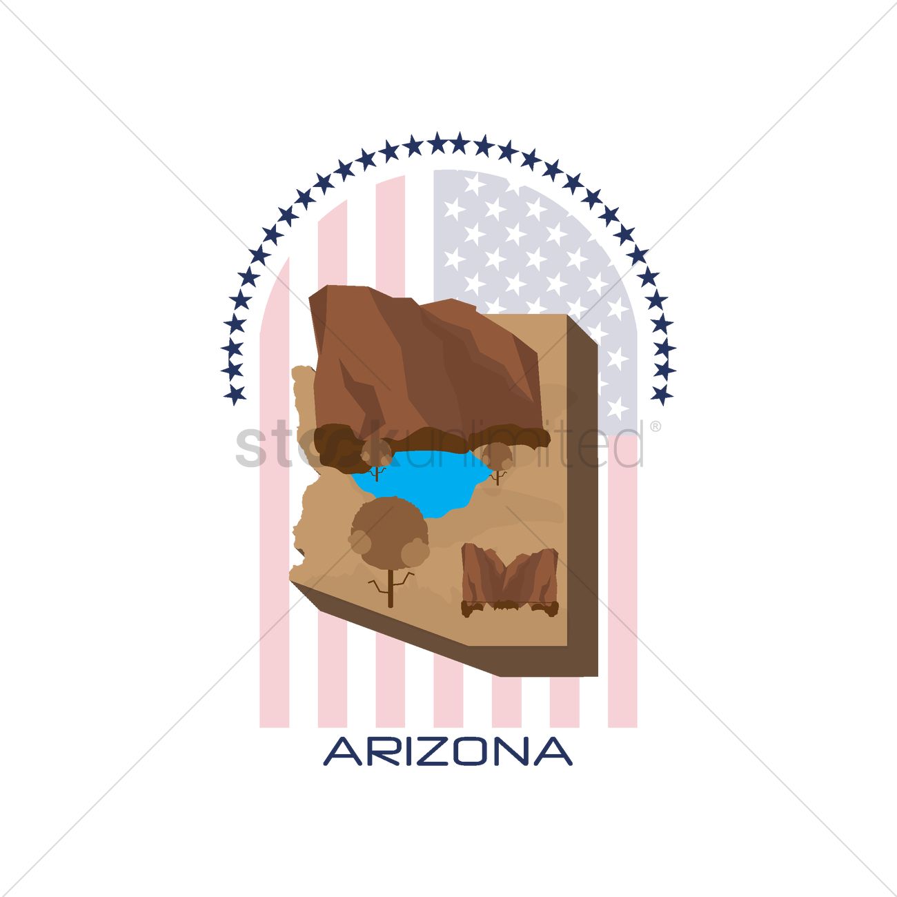 1300x1300 Map Of Arizona State Vector Image