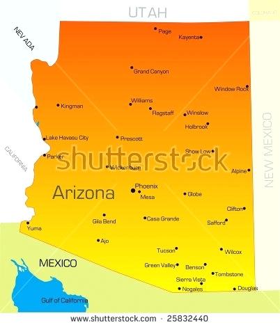 402x470 Maps Map Of Arizona State Vector Color. Map Of Arizona State