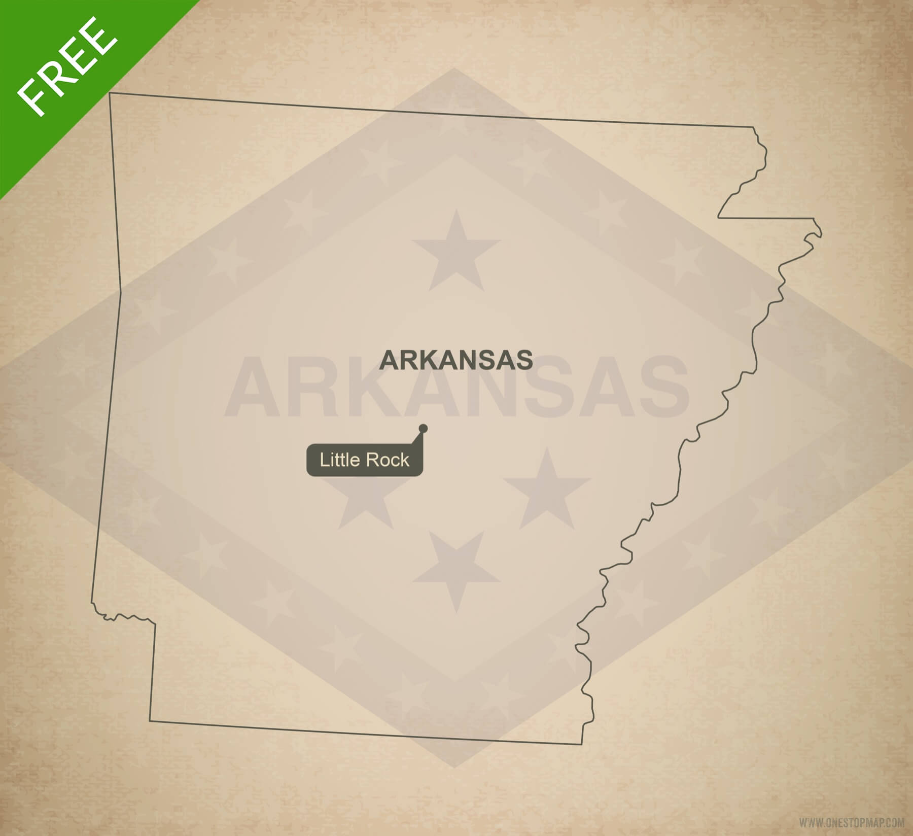 1800x1648 Free Vector Map Of Arkansas Outline One Stop Map
