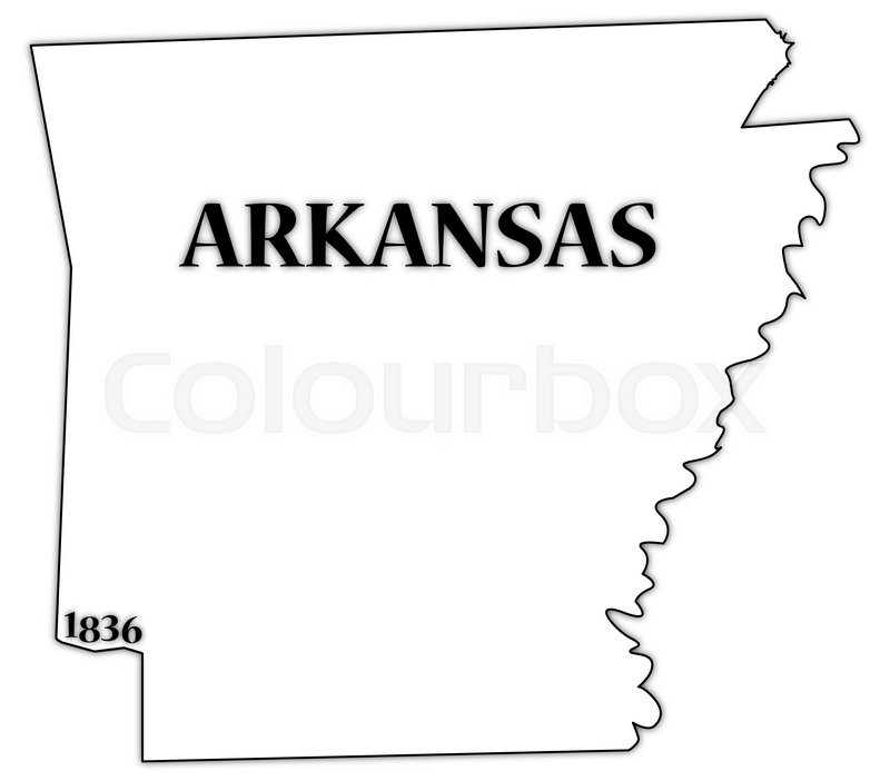 800x702 An Arkansas State Outline With The Date Of Statehood Isolated On A