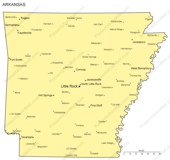 564x532 Arkansas Outline Map With Capitals Amp Major Cities Digital Vector