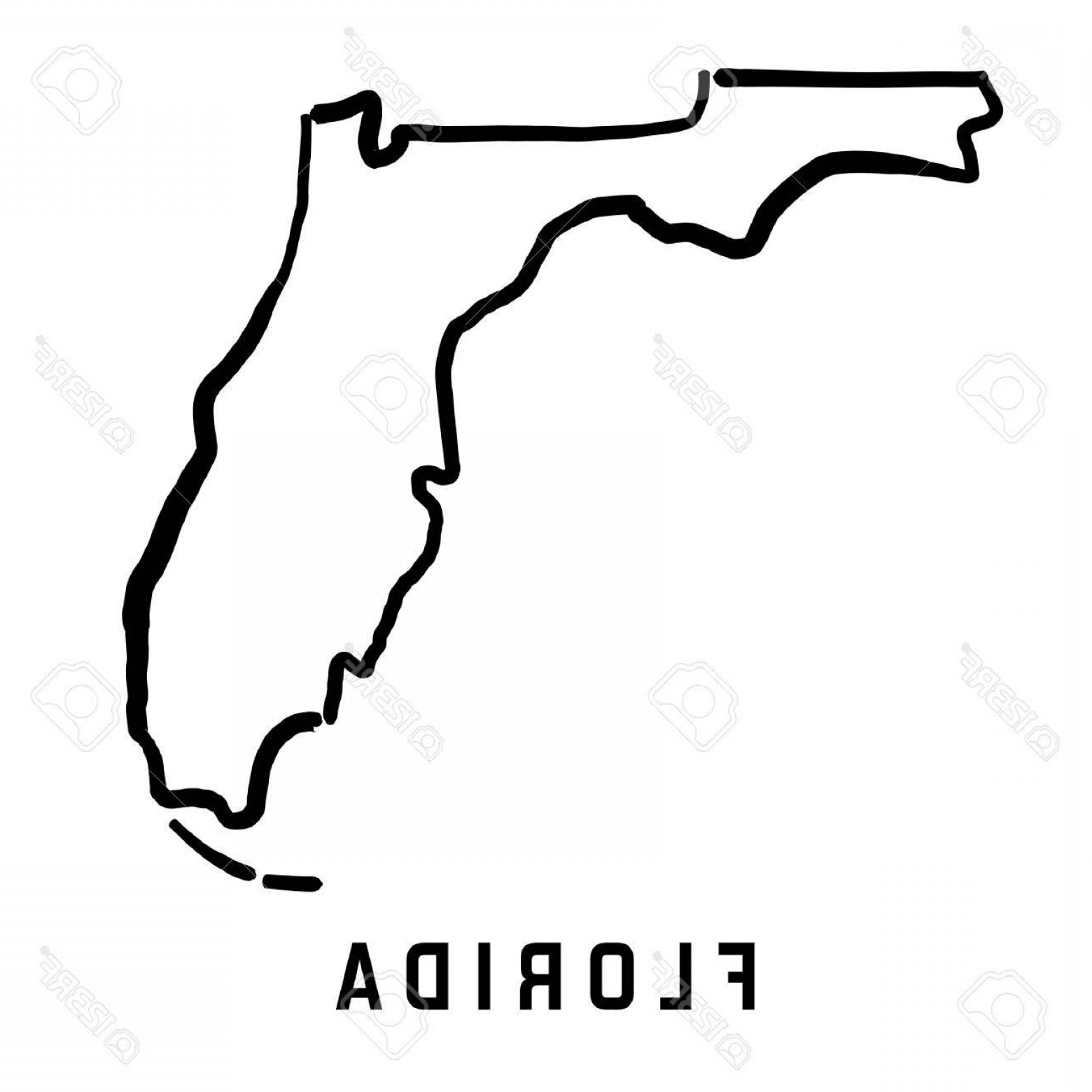 1560x1560 Photostock Vector Florida State Map Outline Smooth Simplified Us