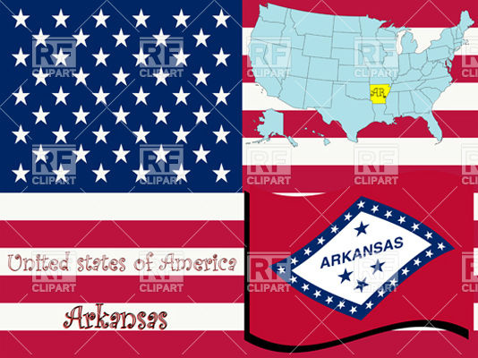 534x400 Arkansas State Flag And Map Outline Vector Image Vector Artwork