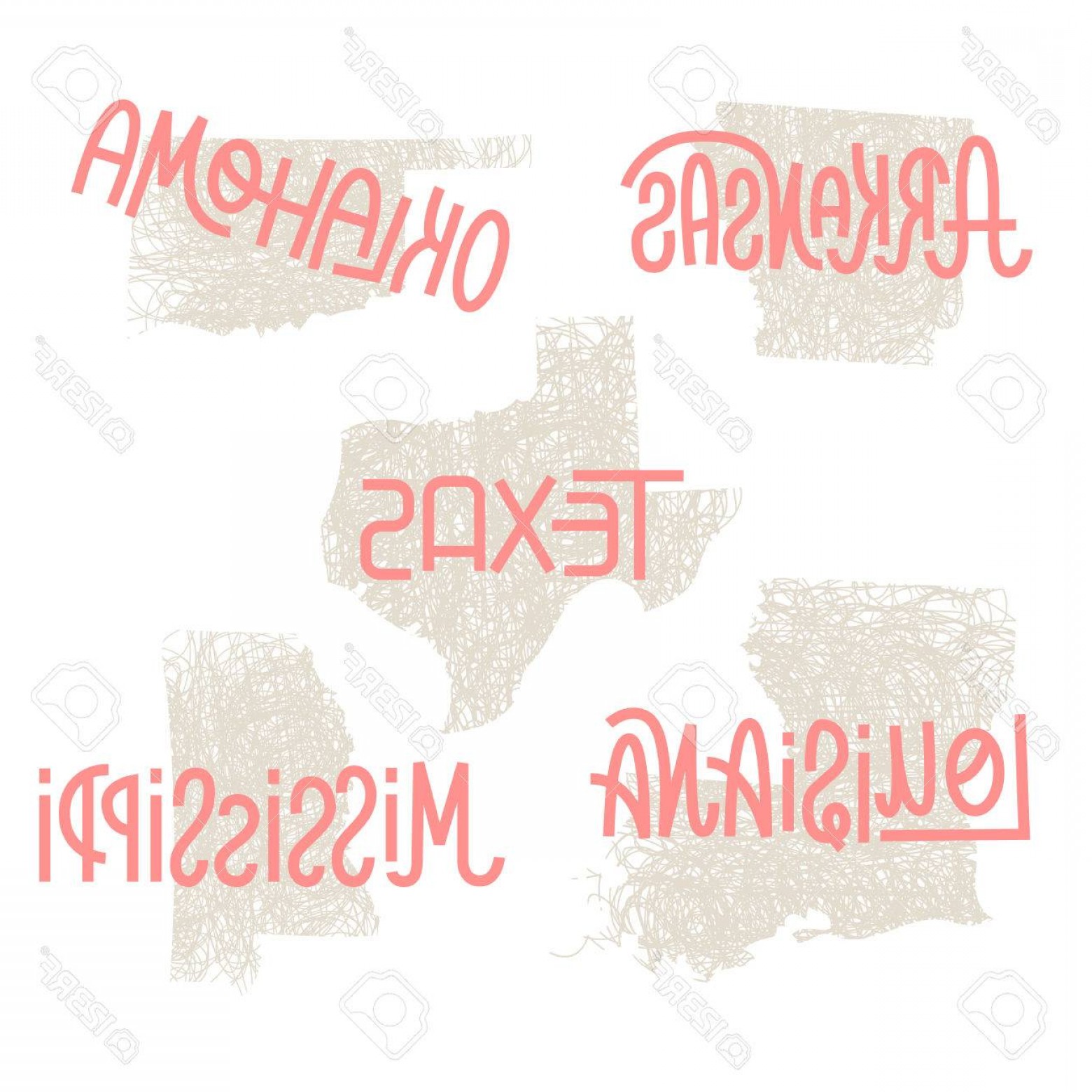 1560x1560 Photostock Vector Arkansas Oklahoma Texas Louisiana Mississippi