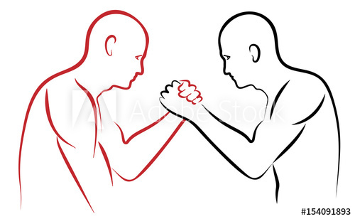 500x308 Arm Wrestling Vector Illustration Red And Black Silhouettes