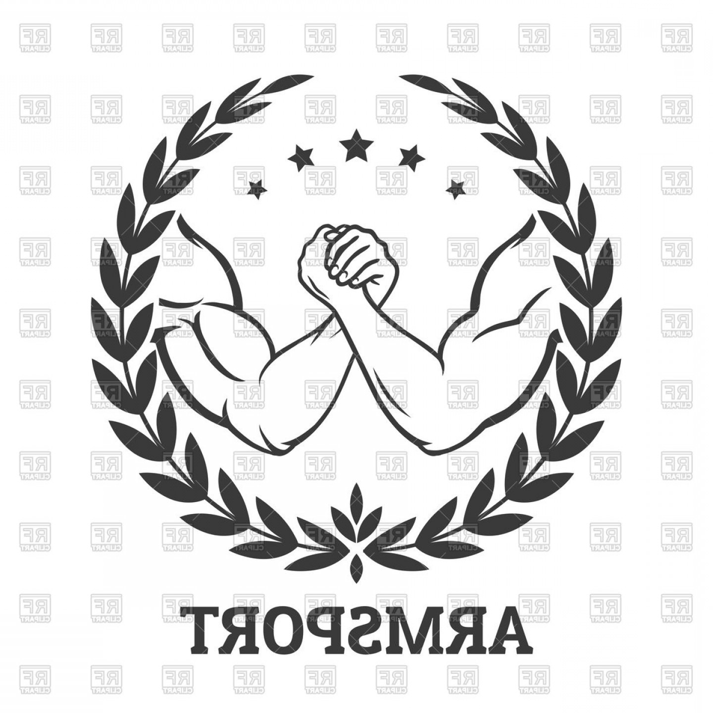 1440x1440 Arm Wrestling Emblem Two Men Hands And Laurel Wreath Arms Vector