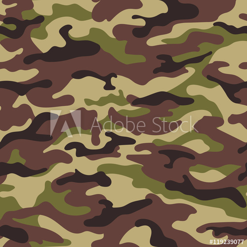 500x500 Army Camouflage Seamless Pattern, Green Brown Colors. Vector