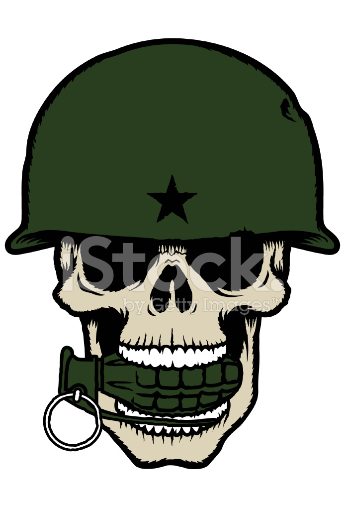 694x1024 Skull With Army Helmet And A Grenade In Its Stock Vector
