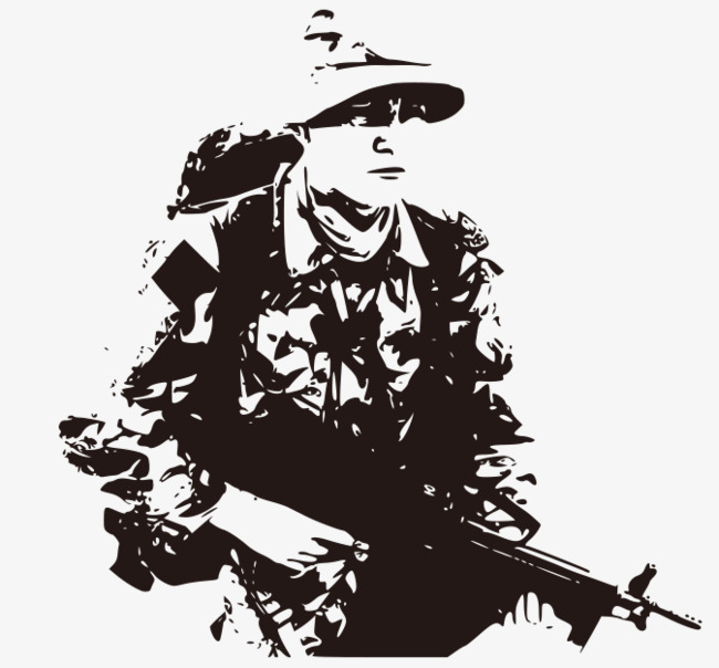 650x604 Black And White Hand Drawn Field Army Man, Black Vector, Man