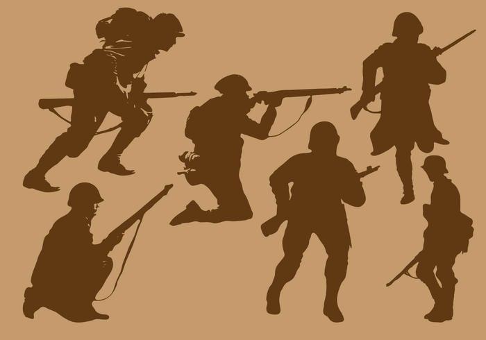 700x490 World War 2 Soldier Silhouette Vectors