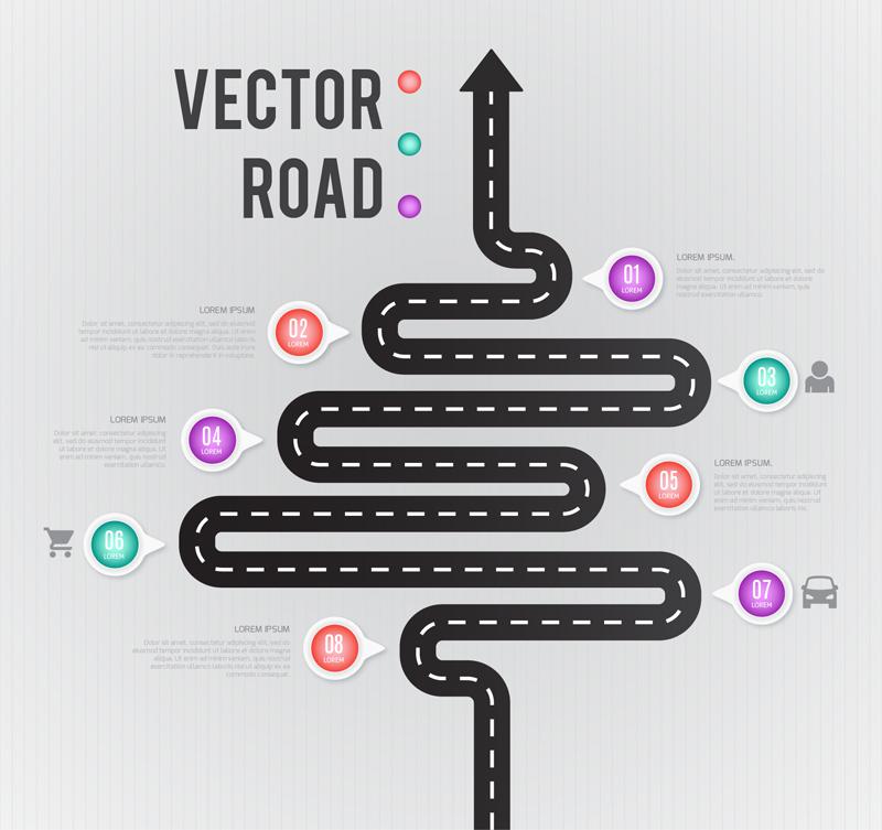 800x753 Curved Arrow Road Business Information Map Vector [Ai]