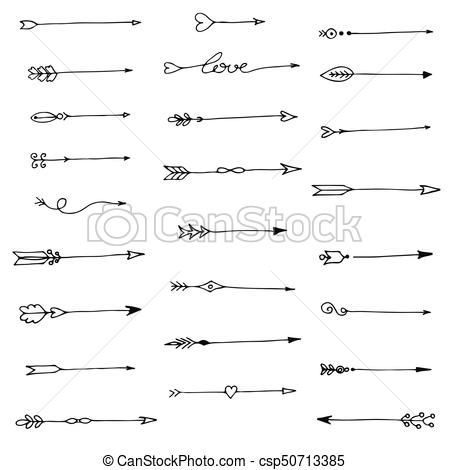 450x470 Set Of Romantic Hand Drawn Arrows. Vector.