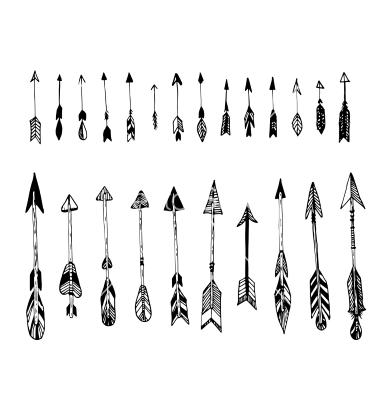 380x400 Black Arrow Vectors Set